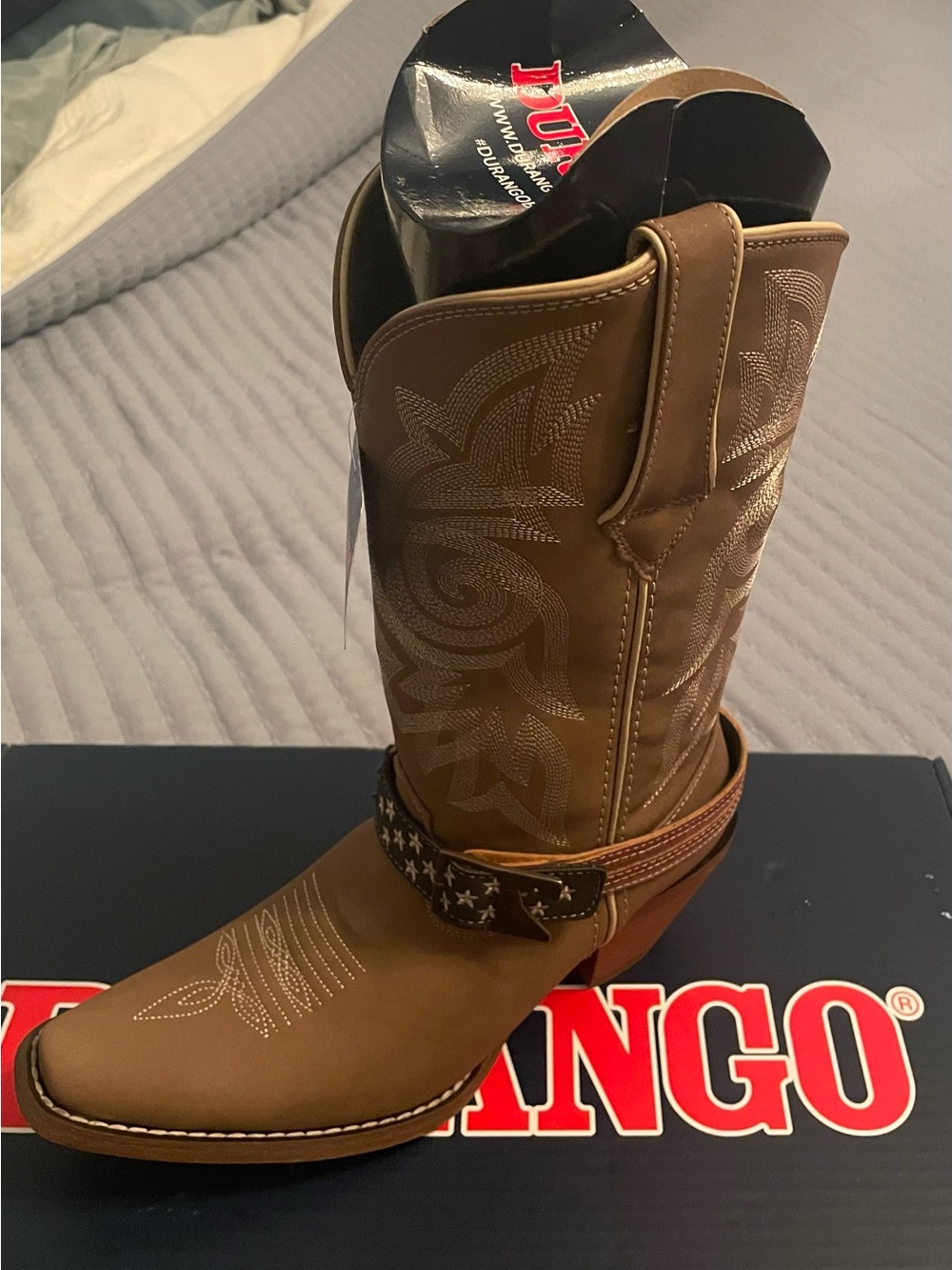 Durango Taupe Brown Women's Western Boots with Removable Flag Strap NWT 🇺🇸
